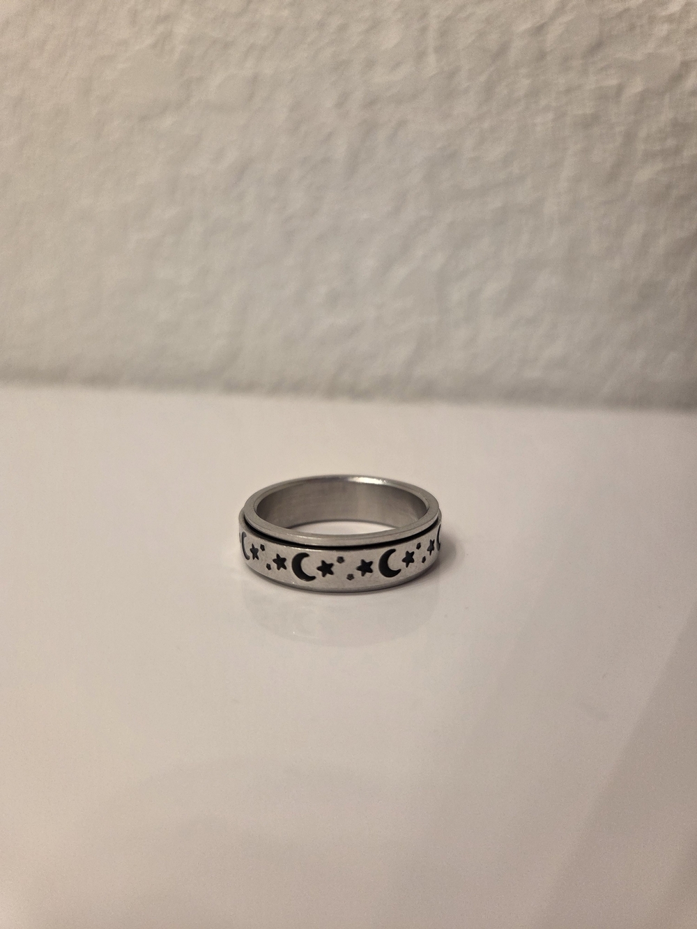 Fidget Ring - Moon & Star Stainless Steel Ring